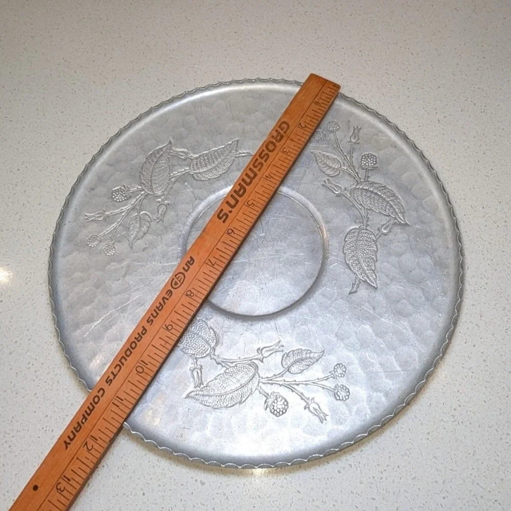 Farberware Platter Wrought Aluminum Floral Berry Design 11.5 Inch